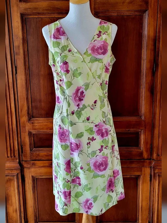 Norton McNaughton Sleeveless Floral Wrap Dress - Size 10 - Picture 1 of 4